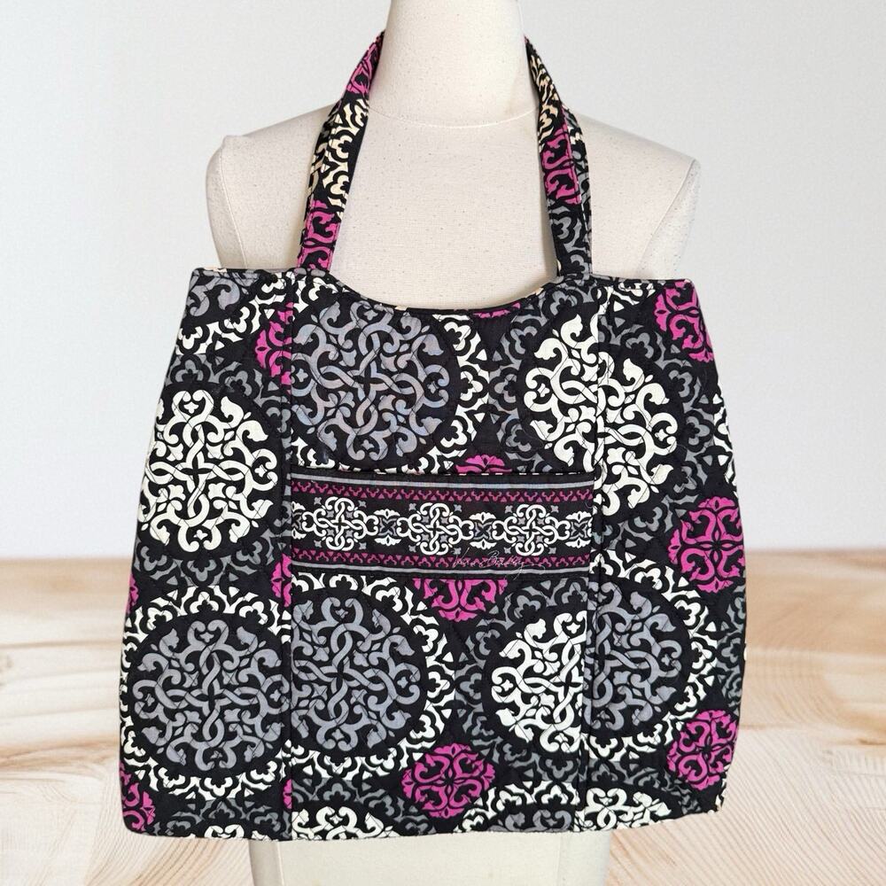 Vera Bradley 15" Tall Snap Tote Curvy Bucket Bag CANTERBERRY MAGENTA 15x 15 NWOT